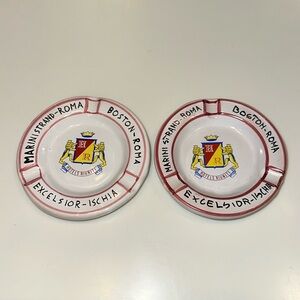 VINTAGE HOTELS RIUNITI Boston-Roma Ashtrays Set of 2